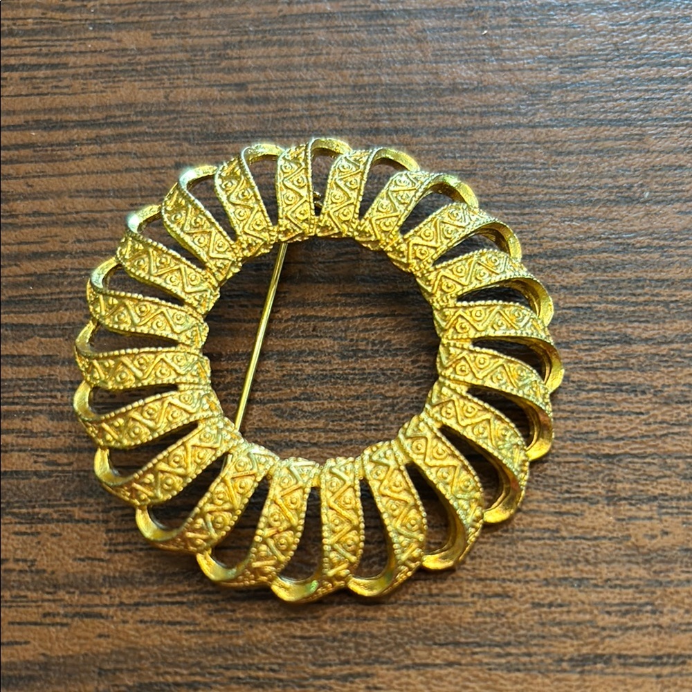 Intricate Gold-Toned Brooch